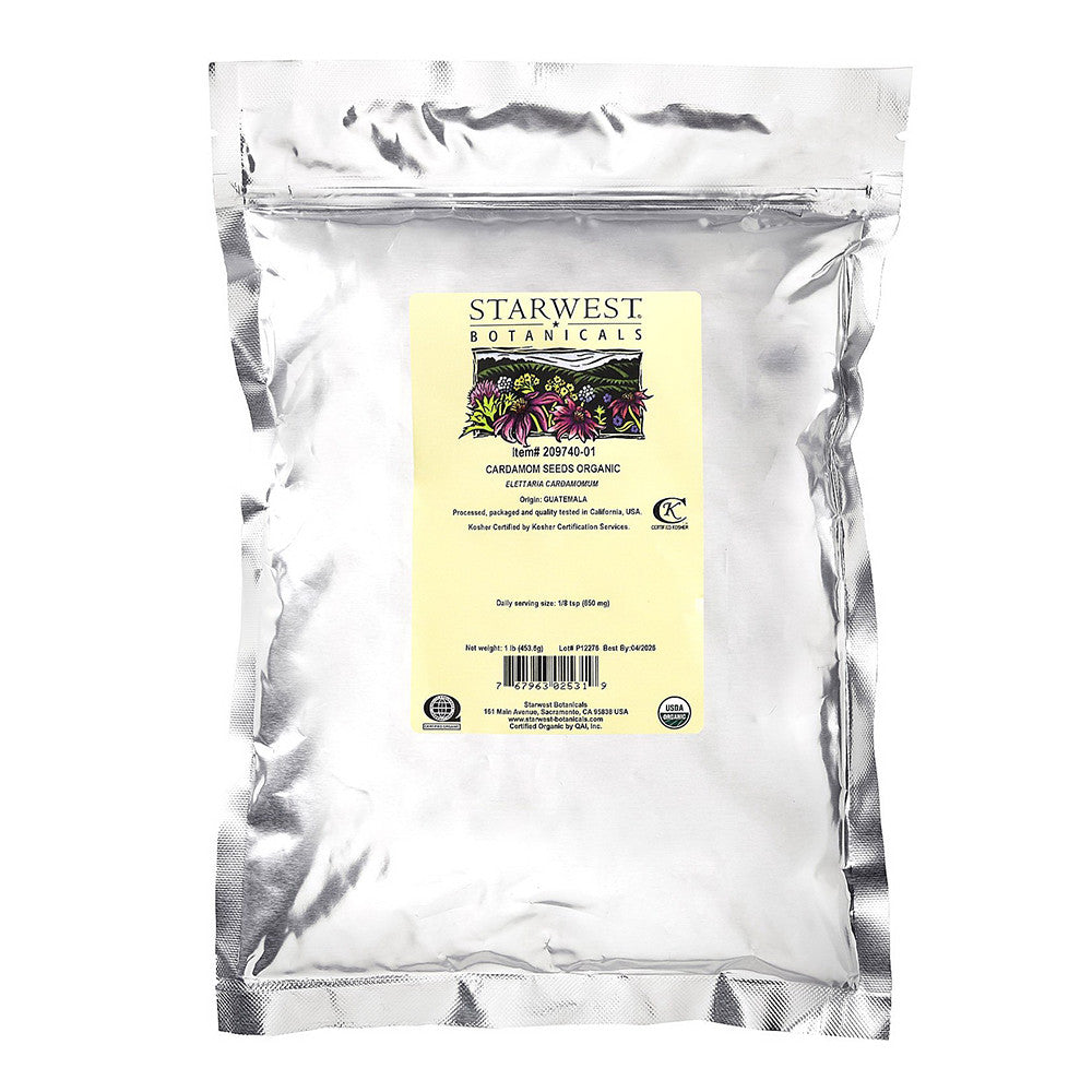 Starwest Botanicals Organic Decorticated Cardamom Seeds, 1 Lb